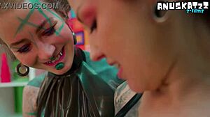 Goth Lesbians Fist Anal, Squirt, and Gape in Latex