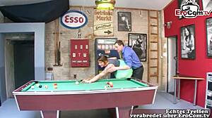 german curvy fatty big tits slut fucks hard on billiard table desk roleplay