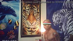 Maxxx Loadz pounds hot Asian pussy backstage at porn shoot.