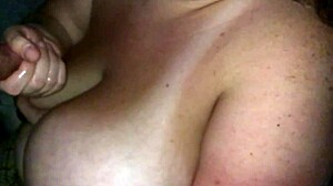 Wife Jerks My Big Cock With 42F Natural Tits Slo-Mo