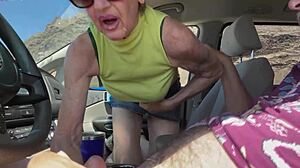 Car BJ Before Beach Photoshoot with Hairy Milf