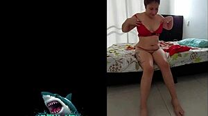 Neighbor shows off her shower sex skills