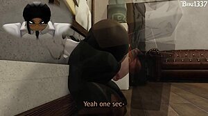 Fill the office slut with cum as she bends over begging