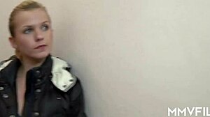 Sexy Czech blonde Bella B licks old cock outdoors nude