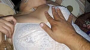 Mommy rams bottle deep into her hairy pussy for rough solo pounding