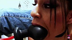 submissive brunette takes two cocks doggystyle then swallows cum