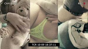 Cute student grinds naughty dildo on panties in hot masturbation session