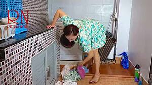 Housewife Dominated with Pussy Licking in Washing Machine Full Laundry Video