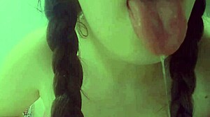 Cute student grinds naughty dildo on panties in hot masturbation session