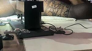 bold beauty milf squirts on huge pussy machine toy