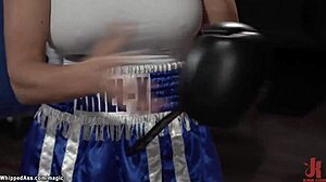 milf boxer ties up and fucks bound pale manager bdsm style