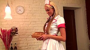 Blonde Uniform Solo Anal Toys!