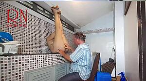 Housewife Dominated with Pussy Licking in Washing Machine Full Laundry Video