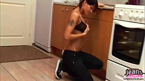 ever wonder what's under teen valya's tiny jean miniskirt?