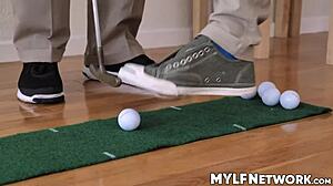 Diamond Kitty's no-good husband golfs again so she demands creampie fetish revenge now