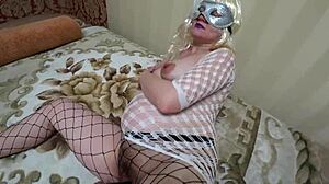 Girlfriend rams dildo deep in pregnant milf's big hairy pussy and juicy ass close-up pov lesbians