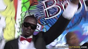 Busty blonde Cindee Sanders craves big black cocks in interracial blowbang bukkake orgy