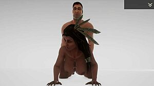 jadeen with big black ass and tits rides yason's huge white cock wildly