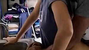 hey check this cute mexican amateur getting fucked while washing dishes