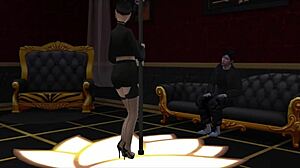 Goth Asian Aki strips for anal assfucking while stud Maeverick rips clothes in Sims 4