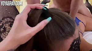 Photographer Pounds Horny Blonde Brunette Models In Casting FFM Fuck