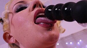 Petite blonde pornstar tattooed solo dildo masturbation play remastered