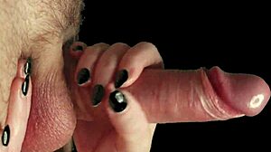 Sensual blonde milf massages monster cock with oiled hands before bed sex