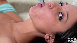 WOW luxury teen beauty 18+ shakes with dildo orgasm masturbation glamour intense peak!