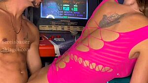 Neighbor Chamei Plays Game Then Eats Her Pussy