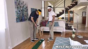 Diamond Kitty's no-good husband golfs again so she demands creampie fetish revenge now