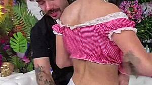 she chokes on cock as cami strella takes rough throat pounding hard