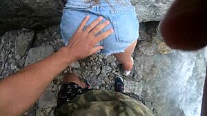 Guy bends latina girlfriend over for wild outdoor assfuck