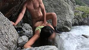 Guy bends latina girlfriend over for wild outdoor assfuck