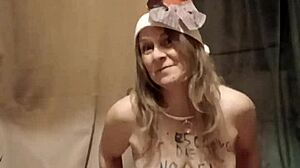 french slave strips teases caresses with magic wand orgasm