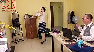 yoga stretches turn office teasing into pussy flashes regina noir scene 1
