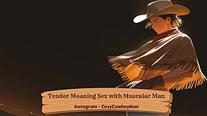 muscular man's tender erotic moans build to orgasm