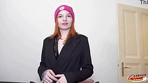 skinny redhead teen screams during first anal pounding at german pickup casting?