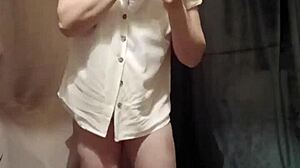 french slave strips teases caresses with magic wand orgasm