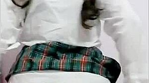 innocent schoolgirl in uniform masturbates to orgasm early homemade