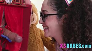 Tiny teen stuffed full by Puppetmaster's massive cock