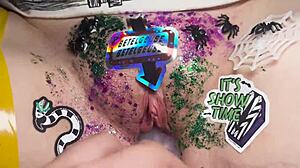 beetlejuice inspired solo dildo masturbation leads to slapping hot sex