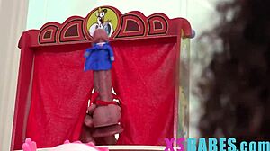 Tiny teen stuffed full by Puppetmaster's massive cock