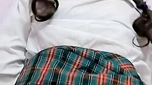 innocent schoolgirl in uniform masturbates to orgasm early homemade