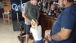 double blowjob on bf and best friend with my blonde tits 😍💦