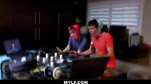 Nerd's ultimate milf fantasy threesome shower with Mercedes Carrera!