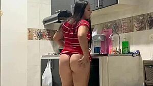 stepmom in kitchen tempts me for fat ass fuck