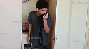 i caught stepbro sniffing panties so punished him with my pussy