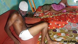 Sexy ebony queen gets banged cowgirl by muscular bodybuilder in huge tits ride