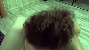 my curly gf cock suckin in pov w glasses deepthroat