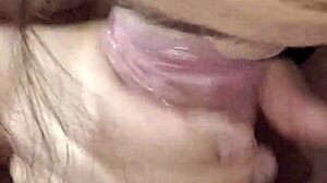 can this cute korean wife's close-up cock sucking end in a thick cumshot?